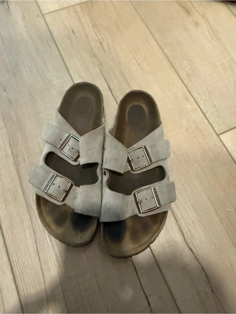 Birkenstock Kids Double-Buckle Suede Sandals in Gray-Taupe
